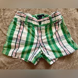 🌿 Tommy Hilfiger Boys Green Plaid Shorts | Size 4